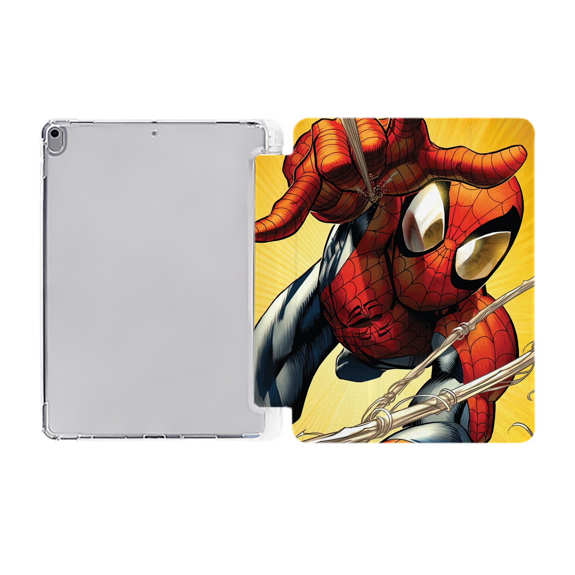 （画像用） Spider Man スパイダーマン IPad ケース ペン収納付き 三つ折りスタンド PUレザー×シリコン 対応機種9.5/10.5/10.9インチ